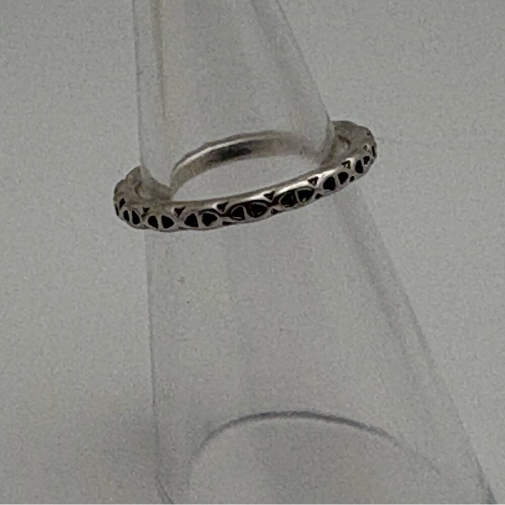 Silver Tone Textured Band Ring – Minimalist Patterned Stack Ring